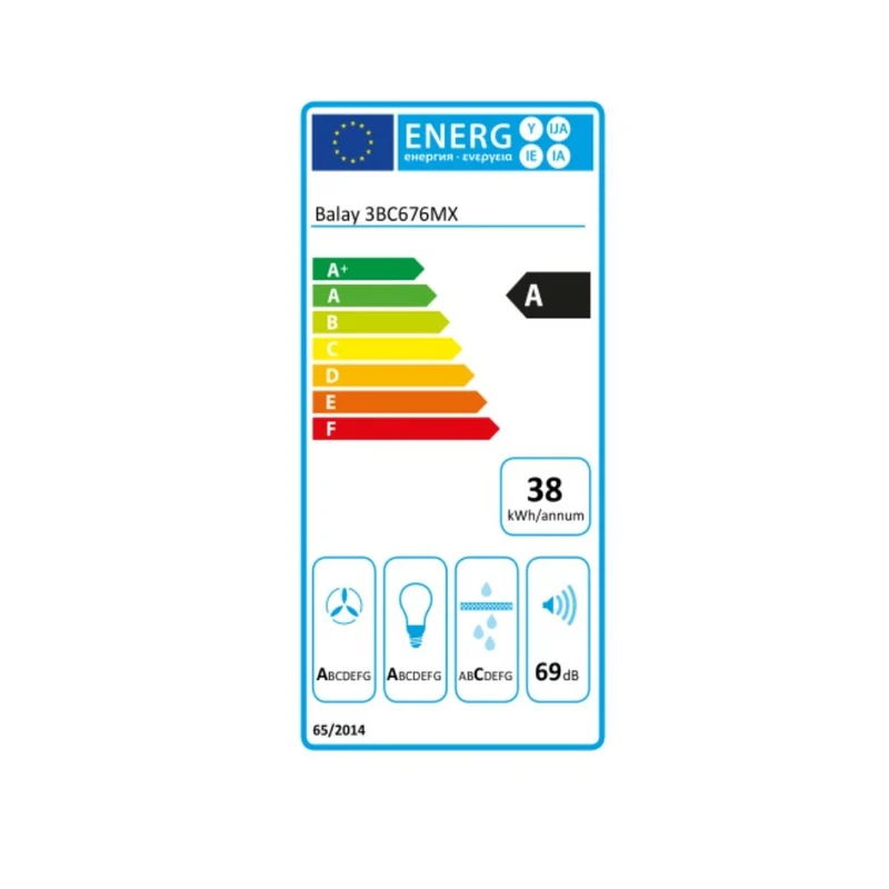 Hotte conventionnelle Balay 3BC676MX 75 cm 600 m3/h 69 dB 220W Acier