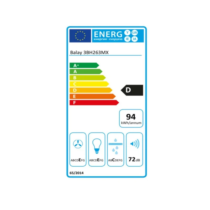 Hotte conventionnelle Balay 3BH263MX 60 cm 350 m3/h 72 dB 146W Argent Acier