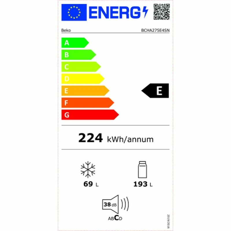 Réfrigérateur combiné BEKO BCHA275E4SN Blanc Multicolore (178,1 x 54 cm)