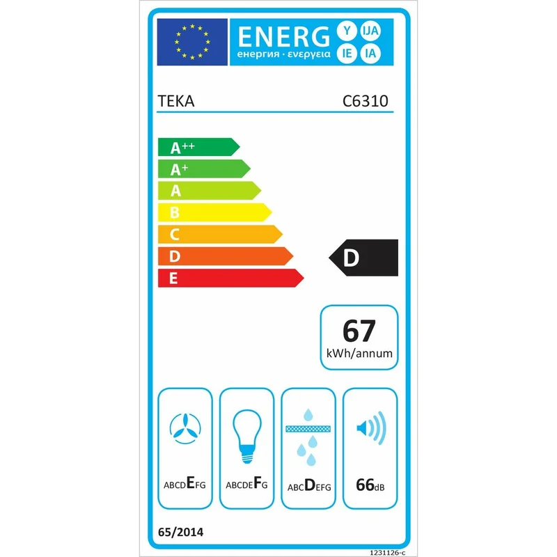 Hotte conventionnelle Teka C6310BK 60 cm 235 m³ / h 130W E Noir