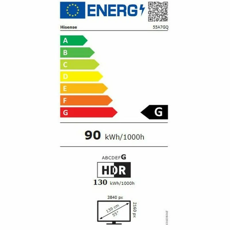Téléviseur intelligent Hisense 55A7GQ 55" 4K Ultra HD QLED HDR10+ 480p LED D-LED
