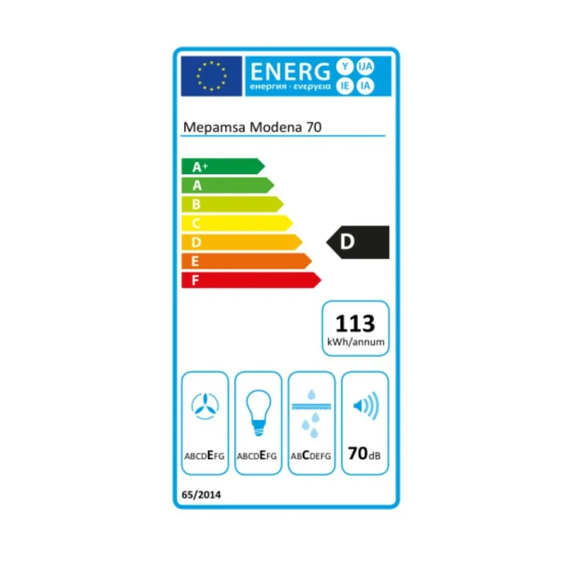 Hotte conventionnelle Mepamsa 110.0150.998 70 cm 400 m3/h 71 dB Argent Acier