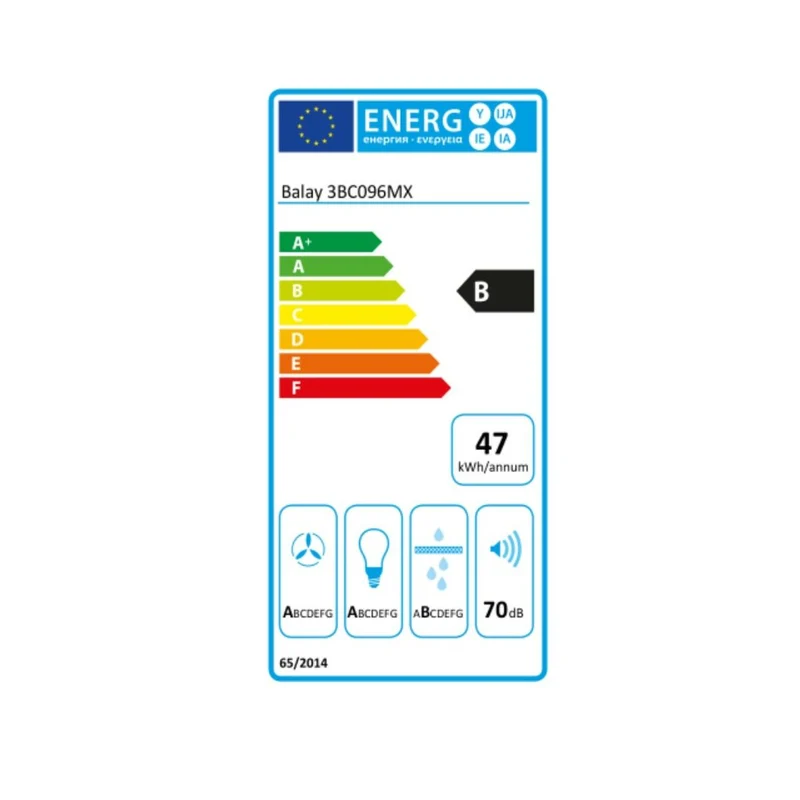 Hotte conventionnelle Balay 3BC096MX 90 cm 590 m3/h 70 dB 220W Acier