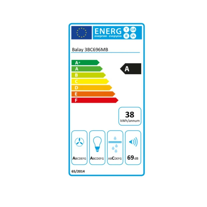 Hotte conventionnelle Balay 3BC696MB 90 cm 600 m3 / h 69 dB 220W Blanc