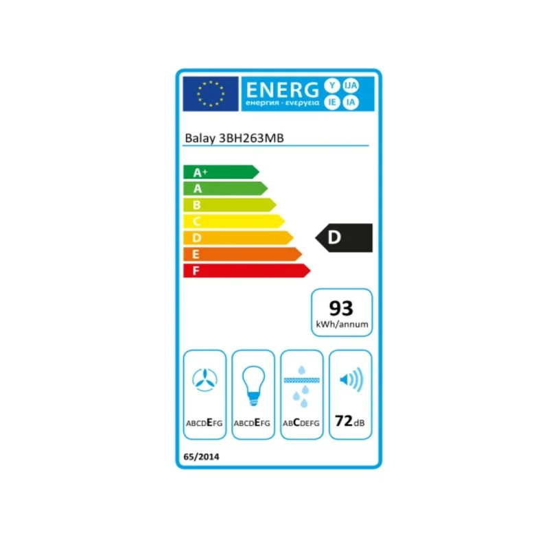 Hotte conventionnelle Balay 3BH263MB 60 cm 350 m3 / h 72 dB 146W Blanc