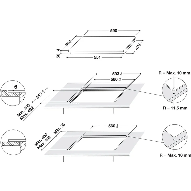 Plaque Induction Indesit IB44Q60NE 5700 W (60 cm)